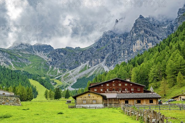 Schlickeralm Telfes, Stubai Alps near Telfes and Fulpmes, high mountains of the Alps, weather mood, cloud mood, Tyrol, Austria, Europe