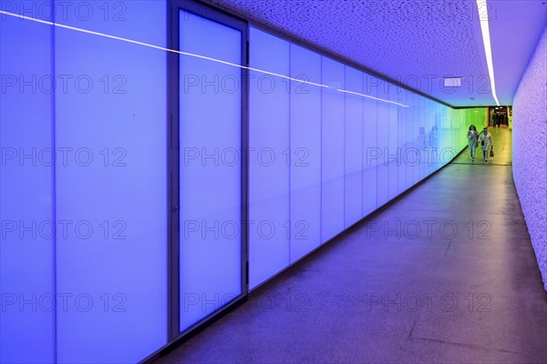 Tunnel pedestrian passage illuminated, Thun, Switzerland, Europe