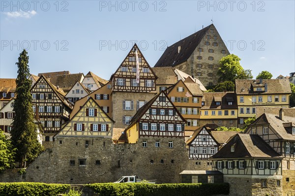 Medieval town and half-timbered houses, Schwäbisch Hall, Old Town, Kocher Valley, Kocher, Hohenlohe, Franconia, Baden-Württemberg, Germany, Europe