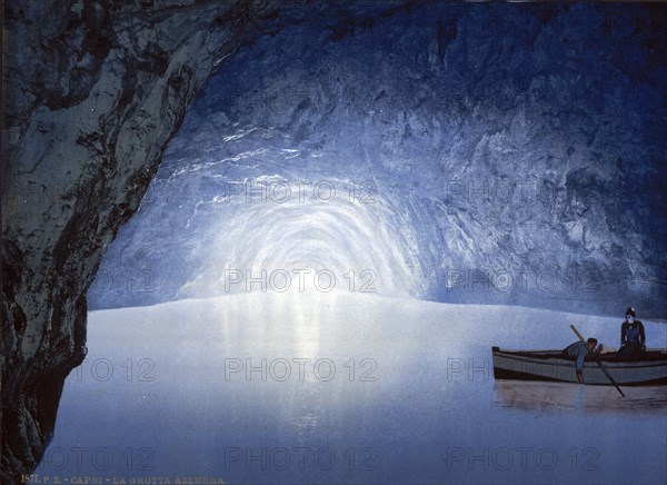 Blue Grotto, Island of Capri, Italy, c. 1895, Historic, digitally restored reproduction from a 19th century original, Record date not stated, Europe