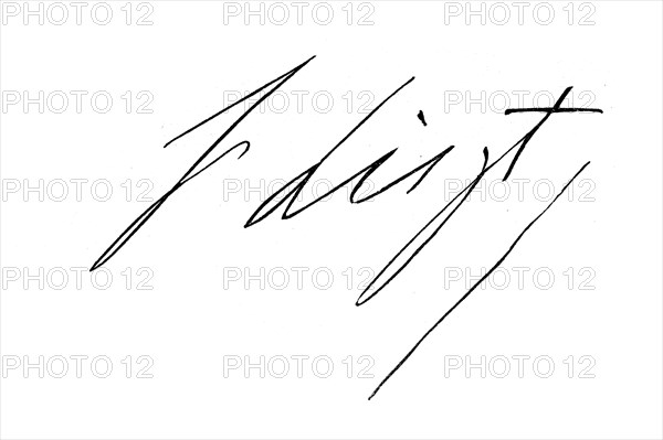 Signature, manuscript by Franz Liszt, historical, digital reproduction of an original from the 19th century