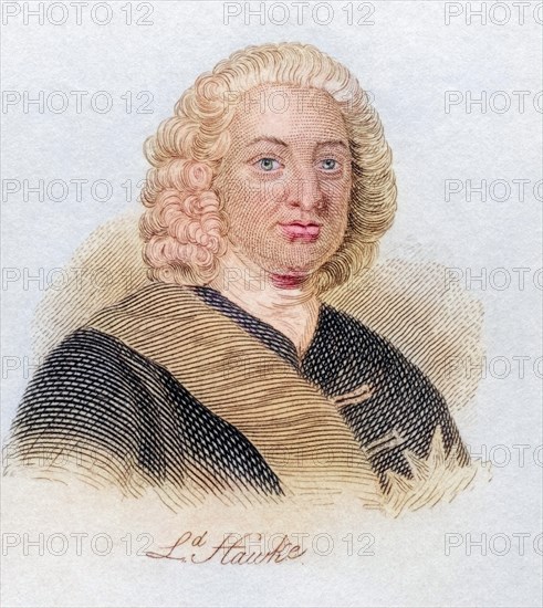 Edward Hawke, 1st Baron Hawke 1705, 1781, English officer in the Royal Navy. From the book Crabbs Historical Dictionary published 1825, Historical, digitally restored reproduction from a 19th century original, Record date not stated