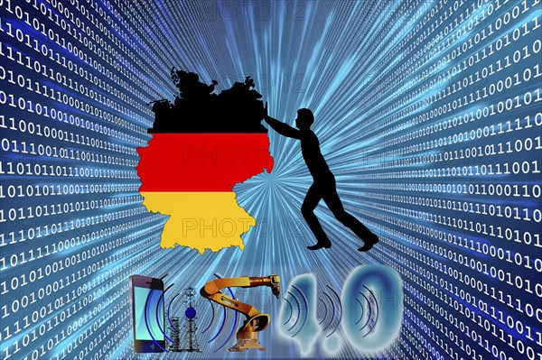 Symbolic image, boost Germany perspective, economy, lack of big data, Industry 4.0, enthusiasm about worldwide web, digitisation projects, internet, internet speed, data transmission, innovation, sluggish fibre optic expansion, data protection, EU, artificial intelligence, AI, ChatGPT, internet danger