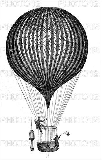 Balloon by Charles Green, 31 January 1785, 26 March 1870, an English aeronaut, Historical, digital reproduction of an original from the 19th century