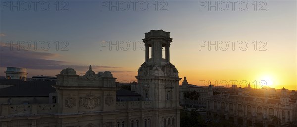 Authentic Old Havana (Havana Vieja) buildings at sunset in historic city center near Central Park and El Capitolio