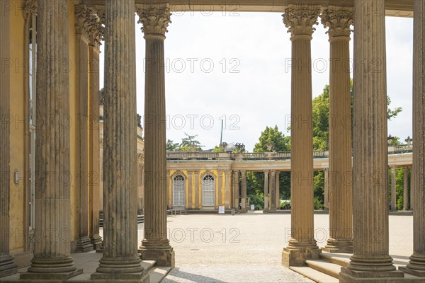 Columns, Back, Palace, Sanssouci, Potsdam, Brandenburg, Germany, Europe