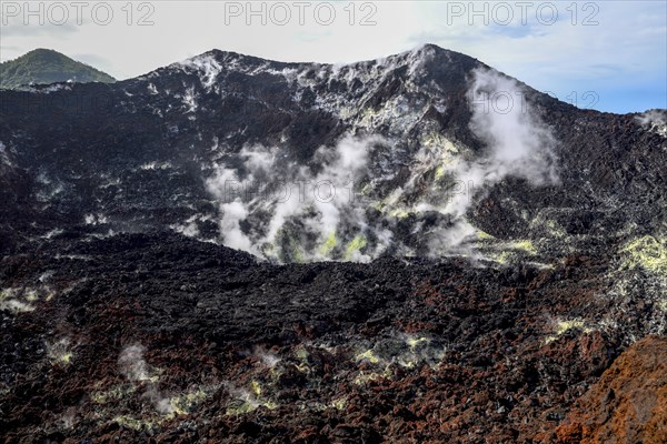 Crater of the still active volcano Mount Tavurvur, Rabaul, East New Britain, Bismarck Archipelago, Papua New Guinea, Oceania