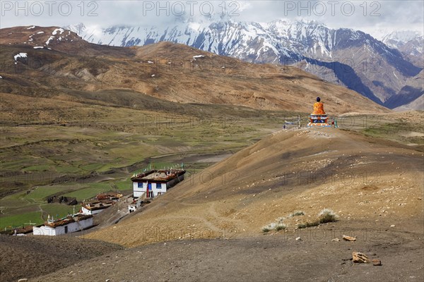 Maitreya Buddha statue in Langza village. in Himalayas. Spiti Valley, Himachal Pradesh, India, Asia