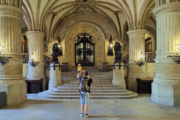 Columned hall with hallway to the Hamburg Senate, City Hall, Hamburg, Germany, Europe