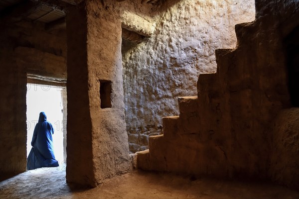 Local Veiled Woman in the Old City of AlUla, Medina Province, Saudi Arabia, Arabian Peninsula, Asia