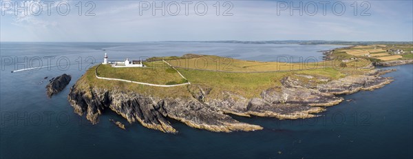 Aerial panorama landscape view of the Galley Head Lighthouse in County Cork