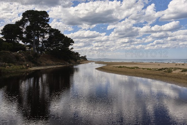 At the mouth of the Erskine River near the Swing Bridge, Lorne, Victoria, Australia, Oceania