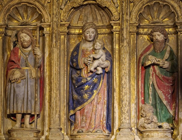 Virgin Mary with the Child in the Santa Fe or San Bartolome Chapel of the Cathedral, Santiago de Compostela, Galicia, Spain, Europe