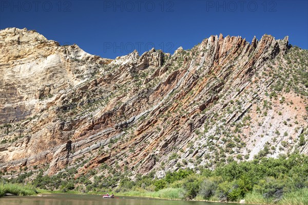 Dinosaur, Colorado, River rafters below the Mitten Park Fault on the Green River in Dinosaur National Monument