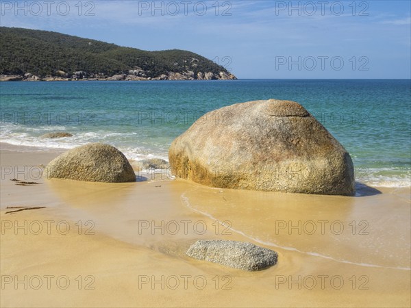 Granite boulders on the beach in North Waterloo Bay, Wilsons Promontory, Victoria, Australia, Oceania