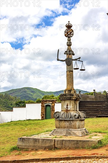 Old brazilian pillory from the 18th century where slaves were chained for punishment in the historic city of Mariana, Minas Gerais