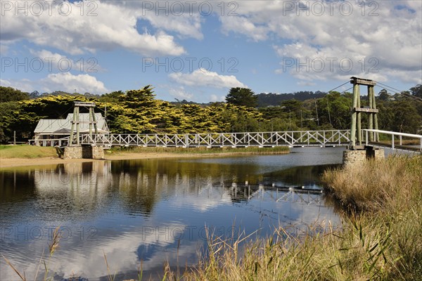 Erskine River near its mouth at the Swing Bridge, Lorne, Victoria, Australia, Oceania