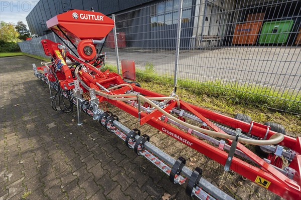 Güttler Landtechnik GreenMaster machine in the machine park at BayWa AG Baustoffe, Kempten, Allgäu, Bavaria, Germany, Europe