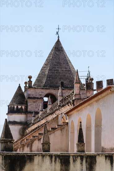 Scenic view of the old town of Elvas in Alentejo, Portugal. Tower of Cathedral