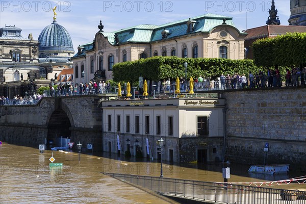 Flooding on the Terrassenufer in Dresden