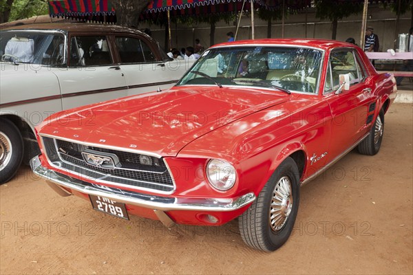 CHENNAI, INDIA, JULY 24:Ford Mustang (retro vintage car) on Heritage Car Rally 2011 of Madras Heritage Motoring Club at Egmore on July 24, 2011 in Chennai, India, Asia