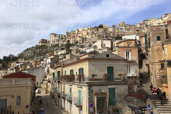 City of Ragusa, view of the houses in the district of Ragusa Superiore, Sicily, Italy, Europe