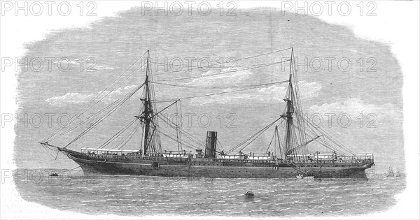 Steamship La Rhone, lost with life and limb during the last hurricane that devastated the island of St. Thomas, 1869, France, Historic, digitally restored reproduction of an original 19th century artwork, exact original date unknown, Europe