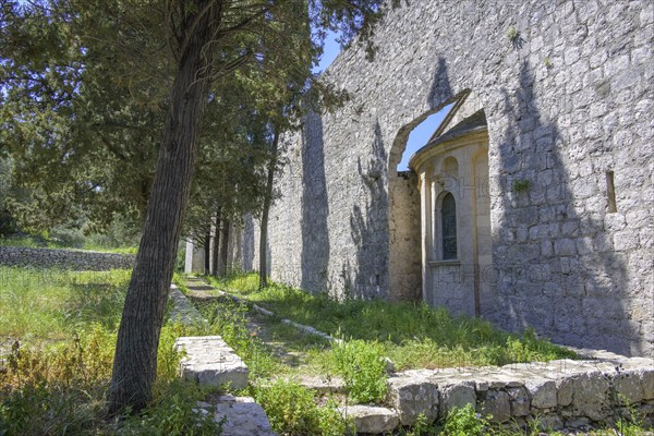 Church of the Benedictine Abbey built into the wall, Mljet Island, Dubrovnik-Neretva County, Croatia, Europe