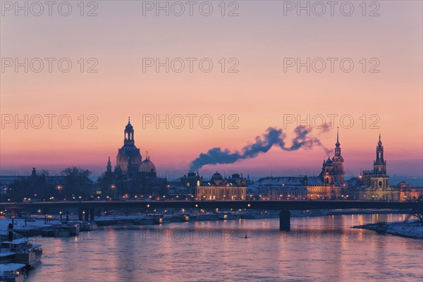 Dresden silhouette in winter