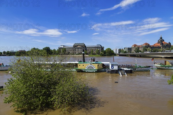 Elbe steamer during the flood in Dresden