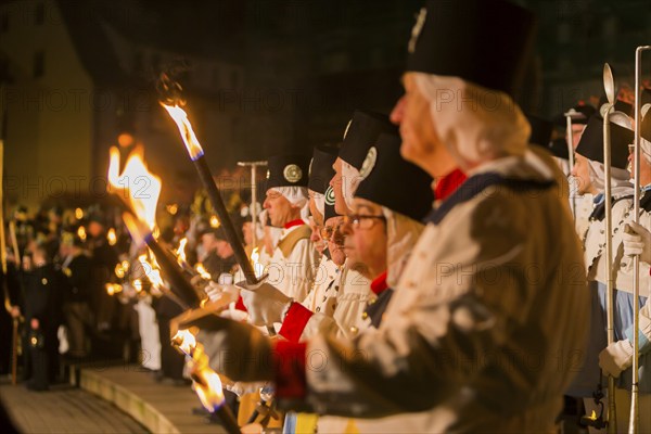 Miners pay their respects on the Schlossplatz