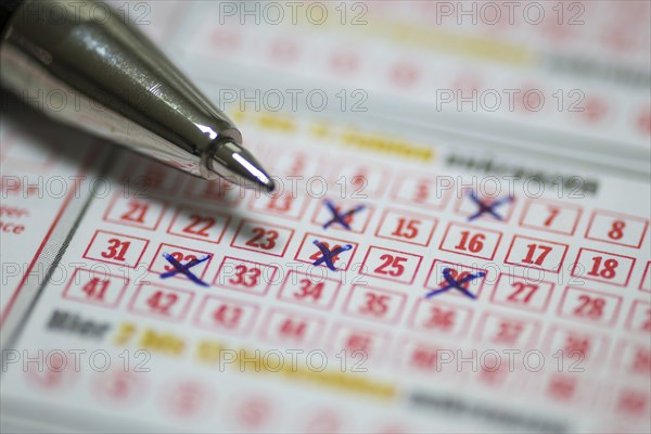 Game ticket, gambling, betting slip, betting slip, Toto, Lotto, EURO JACKPOT, 5 out of 50, biros