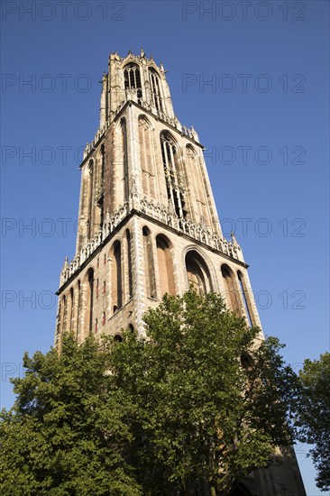 Famous fourteenth century Dom church tower in city of Utrecht, Netherlands