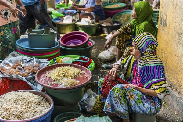 Traditional authentic food market, vendor, woman, fruit, vegetable, fresh, food, nutrition, sale, trade, bazaar, authentic, disease vector, food law, food control, stall, Asian, vegetable market, local, hygiene, virus, tradition, traditional, health, marketplace, market hall, tropical, travel, tourism, culture, poverty, presentation, cleanliness, person, Muslim, Islam, Lombok, Indonesia, Asia