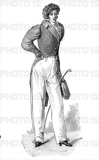 Men's fashion around 1817 in France and Germany, historical, digital reproduction of an original from the 19th century