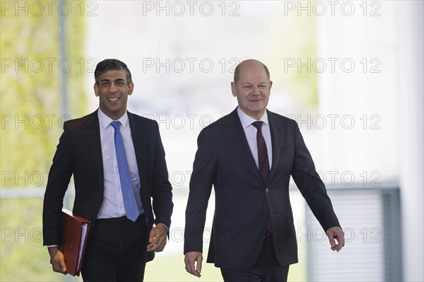 Olaf Scholz (SPD), Federal Chancellor, receives Rishi Sunak, Prime Minister of the United Kingdom of Great Britain and Northern Ireland, in the Chancellery. Berlin, 24.04.2024