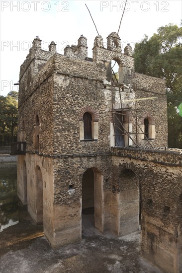 Amhara region, near Gondar, Gonder, small moated castle, the Bath of Fasilde, Fasil Ghebbi palace district, Bath of Fasilidas, widow's residence Kusquam, of Empress Mentewab, Ethiopia, Africa