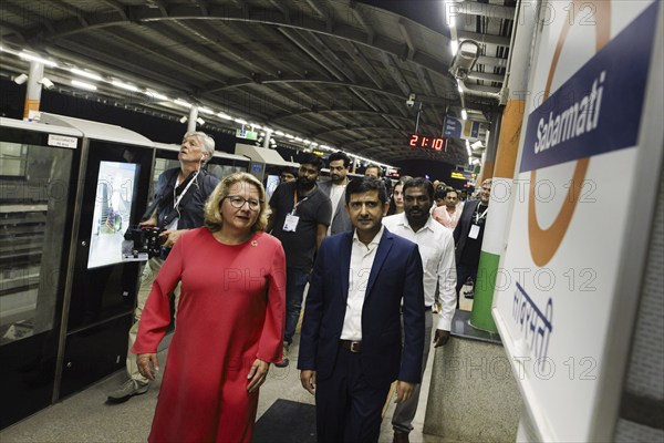 Svenja Schulze (SPD), Federal Minister for Economic Cooperation and Development, visits a metro station and the technology room with explanations from Siemens India in Ahmedabad, 15/09/2024