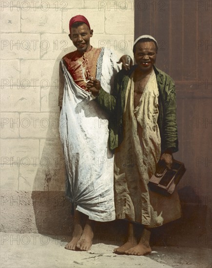 Shoeshine boy, Cairo, Egypt, digitally restored reproduction from a 19th century original, record date not stated, Shoe-black boys, Egypt, digitally restored reproduction from a 19th century original, record date not stated, Africa