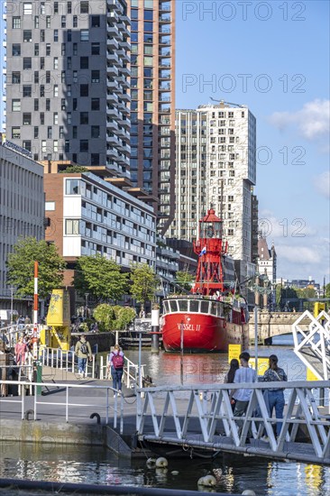 The Maritime Museum, outdoor area in the Leuvehaven, in Rotterdam, many old ships, boats, exhibits from the maritime sector, Netherlands