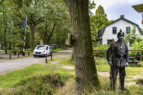 The so-called Green Border, at the former border crossing Grenzweg near Straelen-Kastanienburg and NL Velden, between Germany and the Netherlands, adventure trail for children, the Smugglers' Trail, North Rhine-Westphalia, Germany, Europe