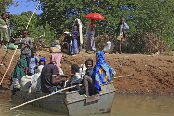 Ahamra region, at the boat landing stage to the waterfalls of the Blue Nile, in the highlands of Abyssinia, Blue Nile, Tis Issat waterfall, Ethiopia, Africa