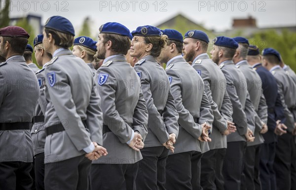 Soldiers from various armed forces during the final roll call at the Federal Ministry of Defence to pay tribute to the Bundeswehr's deployment in Mali