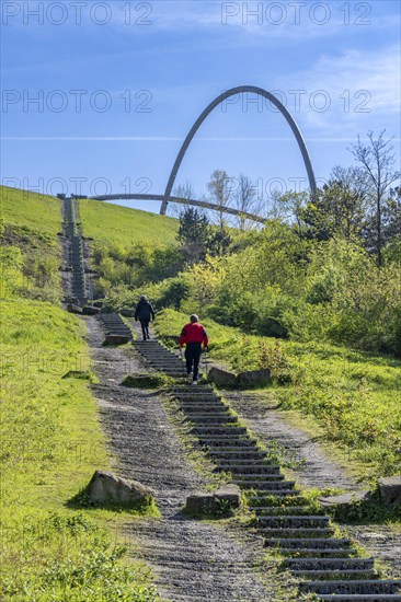 The Hoheward spoil tip, main part of the Hoheward Landscape Park, Himmelsstiege, 529 steps lead directly to the top of the spoil tip, 110 metres higher, to the horizontal observatory, Herten, North Rhine-Westphalia, Germany, Europe