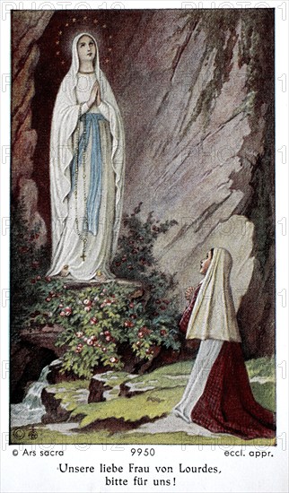 Holy picture, Our Lady of Lourdes, Marian apparition, Austria, 1900, Historical, digital reproduction of an original from the 19th century, Europe