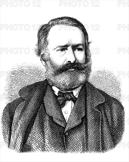 Victor-Marie Vicomte Hugo, 26 February 1802, 22 May 1885, a French writer and politician, Historical, digital reproduction of an original from the 19th century