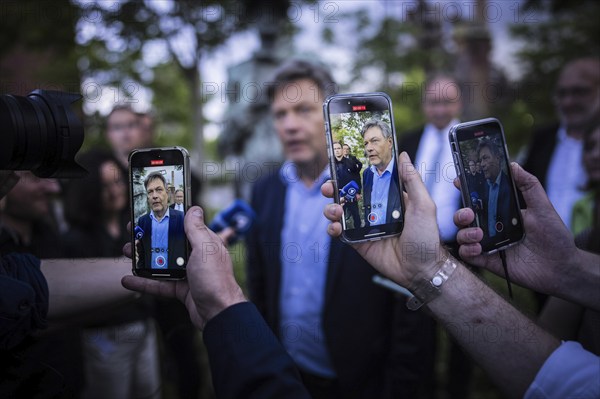 The Federal Minister for Economic Affairs and Climate Protection Robert Habeck (Alliance 90/The Greens) on the road in Dortmund. Press statement on the announcement of Annalena Bärbock's decision not to run for chancellor Photographed on behalf of the BMWK