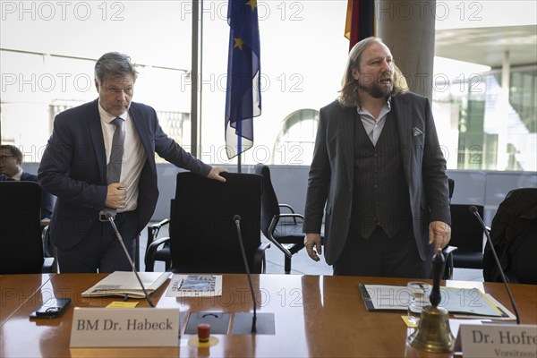 Committee on the Affairs of the European Union, Chairman Dr Anton Hofreiter, Alliance 90/The Greens, MP, receives Robert Habeck, Federal Minister for Economic Affairs and Climate Protection and Vice-Chancellor, Berlin, 13 March 2024