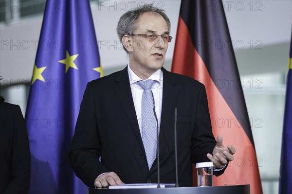 Uwe Cantner, Professor of Economics/Microeconomics at Friedrich Schiller University Jena, pictured during the handover of the 2024 report by the Commission of Experts for Research and Innovation (EFI) to Federal Chancellor Olaf Scholz in the presence of the Federal Minister of Education and Research, Bettina Stark-Watzinger. Berlin, 28 February 2024