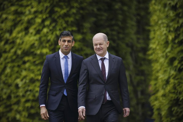 Olaf Scholz (SPD), Federal Chancellor, receives Rishi Sunak, Prime Minister of the United Kingdom of Great Britain and Northern Ireland, in the Chancellery. Berlin, 24.04.2024